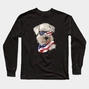 West Highland White Terrier Dog, USA Flag, American Dog Long Sleeve T-Shirt